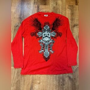 Y2k Avirex Red Thermal Long Sleeve Shirt